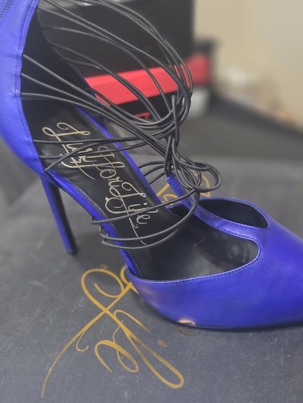 LFL by Lust for Life Electric Blue Satin Lace-Up Stiletto